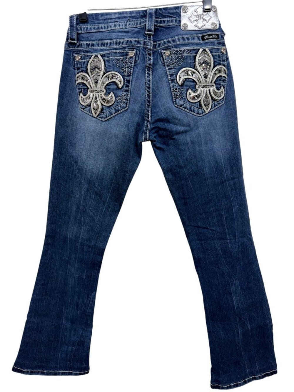 Miss Me Womens Signature Bootcut Jeans Size 28 Fleur-De-Lis Embellished Pockets